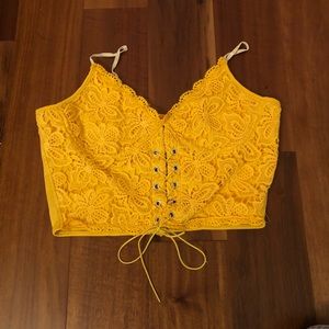 ROMWE Tops - Cropped lace tie-up top ROMWE Tops - Cropped lace tie-up top